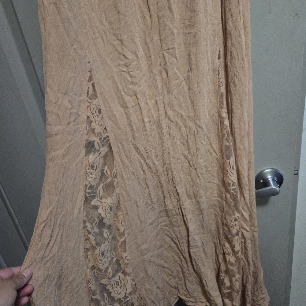 VENUS Tan Off-Shoulder Maxi Dress with Buttons - Picture 4 of 6